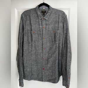 Chambray, grey, button down shirt